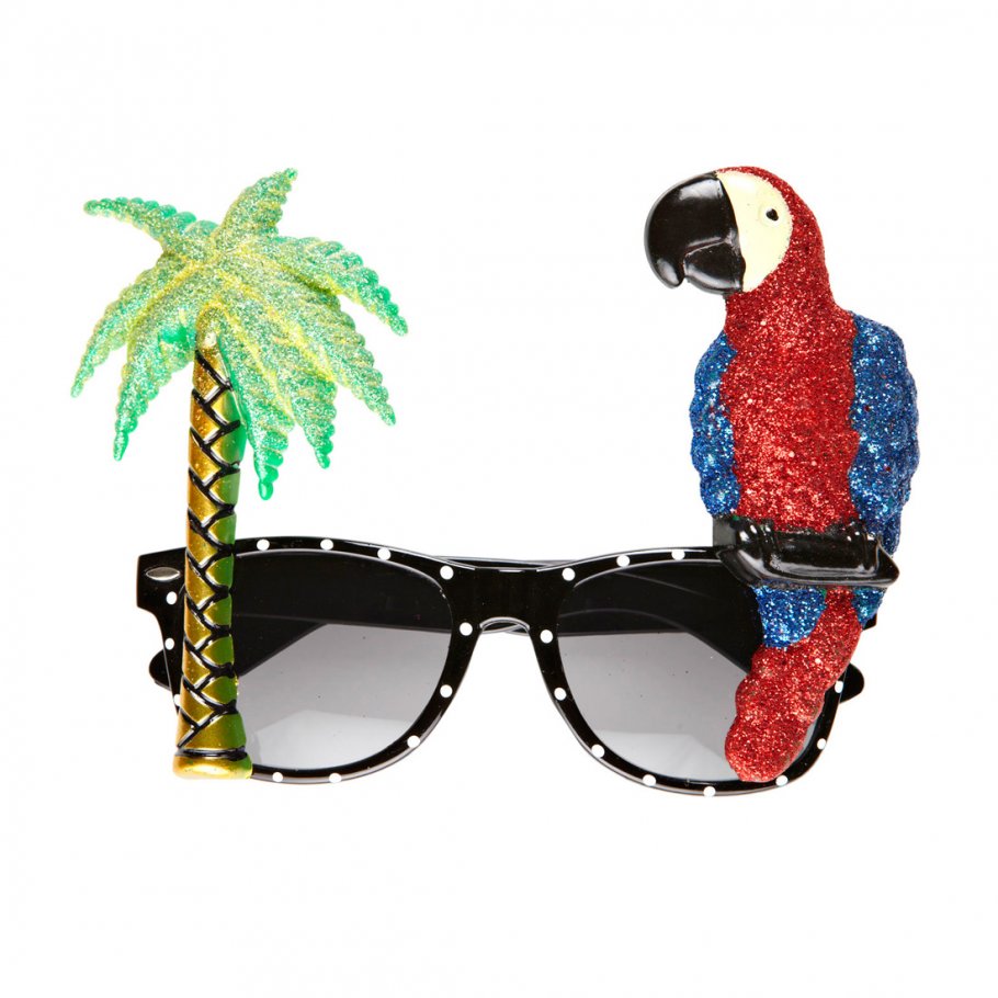 Papagei und Palme Brille Miami Spaßbrille Tropen Fun Brille Hawaii